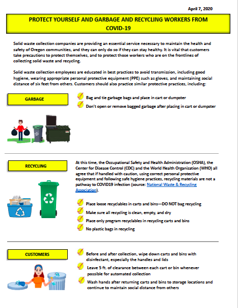 Protect Yourself and Garbage and Recycling Workers from COVID-19